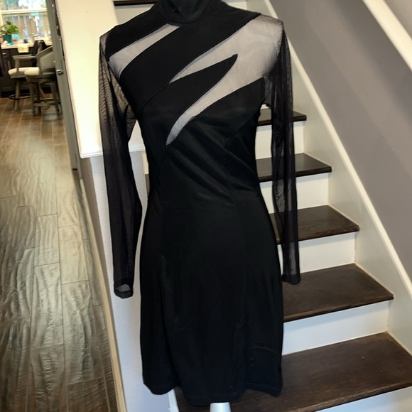 Carabella Head Turning Black Cocktail Dress. Extremely unique  Sheer top. S - Picture 10 of 15